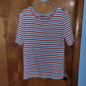 J. Crew Red, Blue, and White Striped Tee